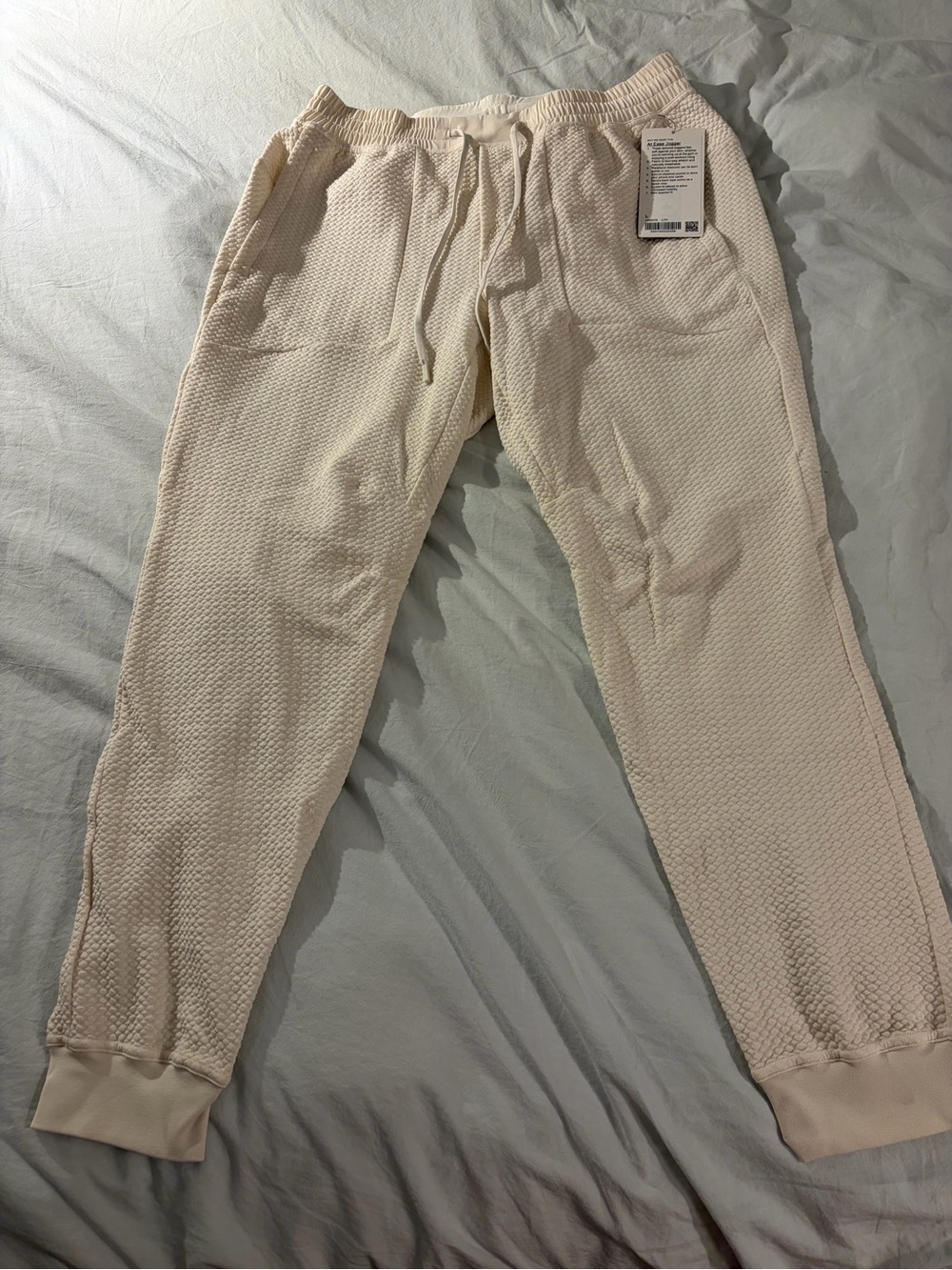 Lululemon At Ease Jogger NWT Large Ivory Cream Textured Sweatpants